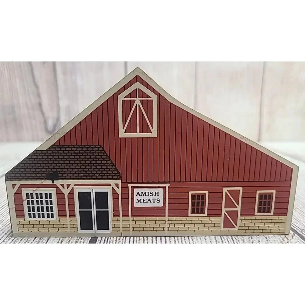 Vintage The Cat's Meow Amish Craftsman Series Wooden Amish Meats Shelf Decor 6"